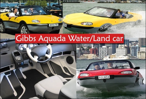 Gibbs Aquada water-Land car has a speed of up to 99 MPH on land and 30 MPH on water