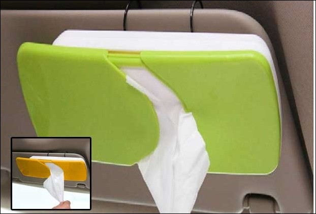 Sun visor mounted Tissue paper holder is another useful accesory for your car 